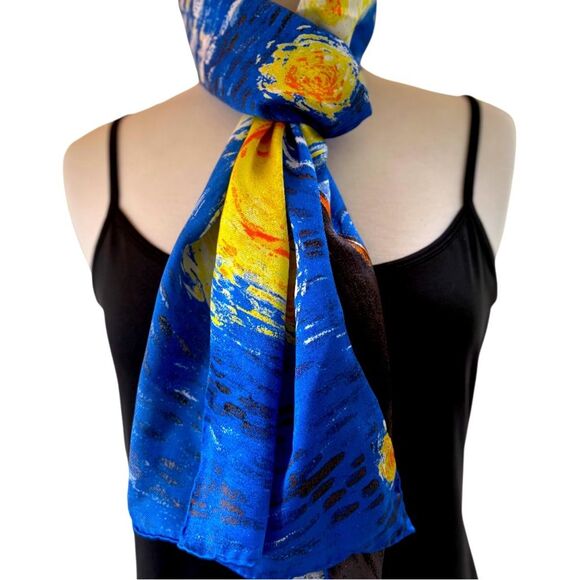 Artist Museum Collection Scarf Van Gogh Starry Skies Art Present Gift - Picture 3 of 9